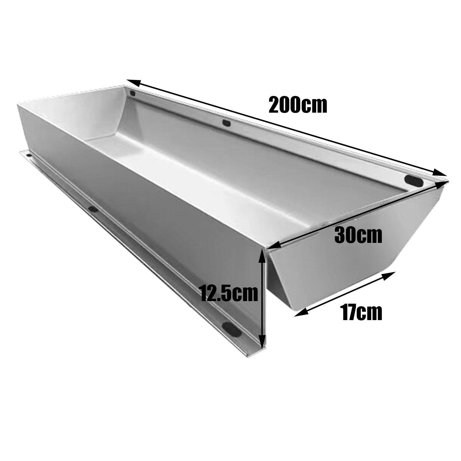 Futtertrog Für Schweine Für Vieh, Schwerer Edelstahl-Futtertrog, Hängendes Zaunmontage-Design Für Einfaches Fressen(200x30x12.5cm)