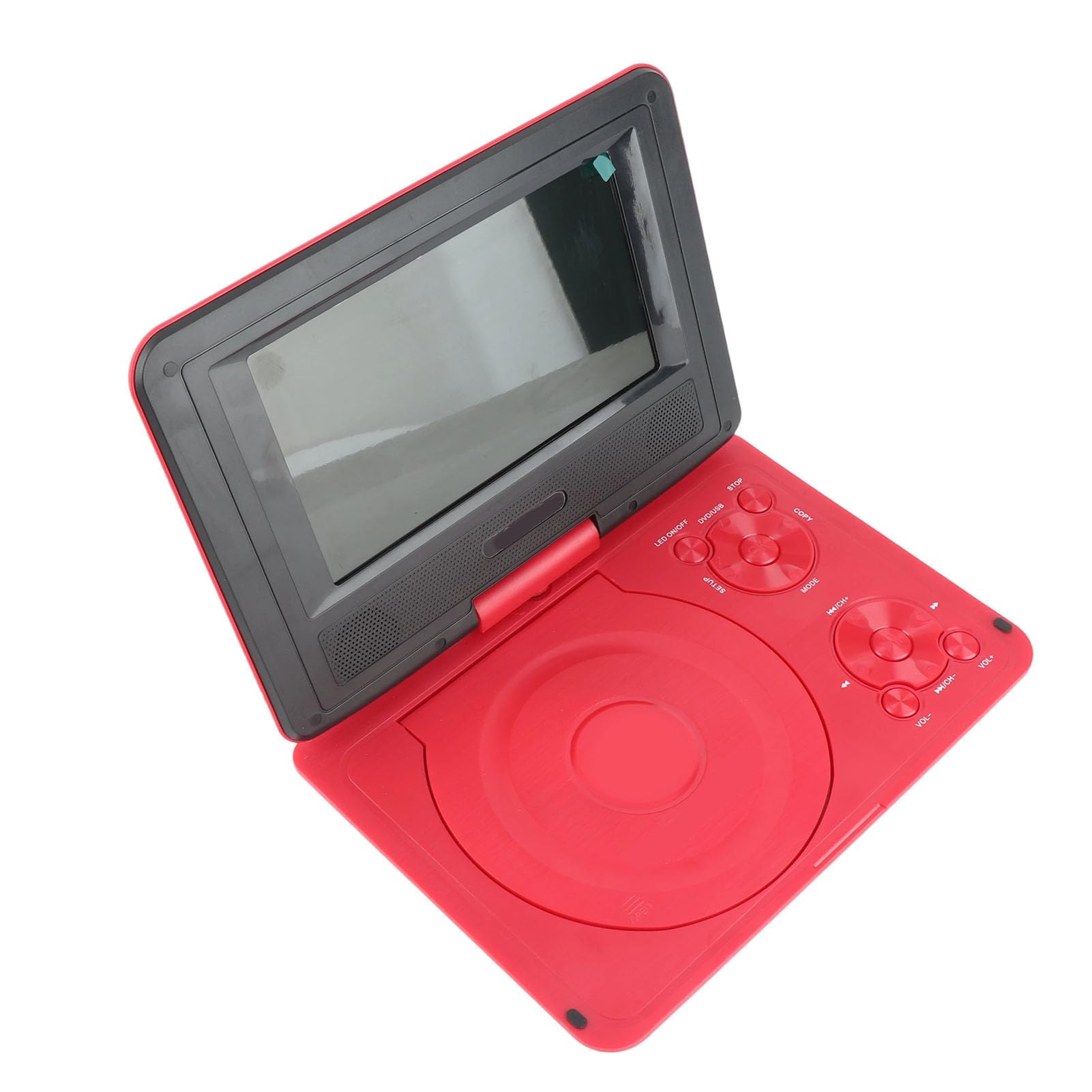Lettore DVD Portatile con Ampio Schermo Girevole, Lettore DVD Mobile 806 1500mAh Ricaricabile, Supporta Sincronizzazione TV/Scheda SD/USB/Region (Rosso)