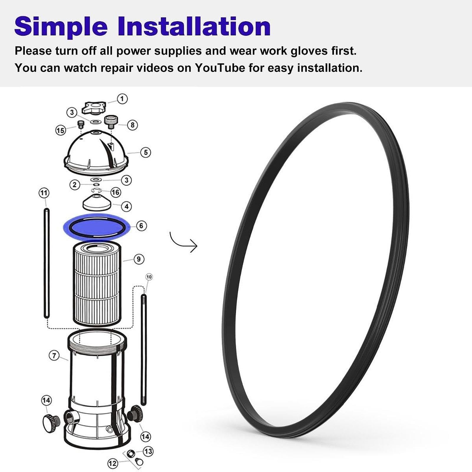 Junta Tórica para Filtro de Piscina. Reemplazo Directo. Fácil Instalación para DE2420 C3020.