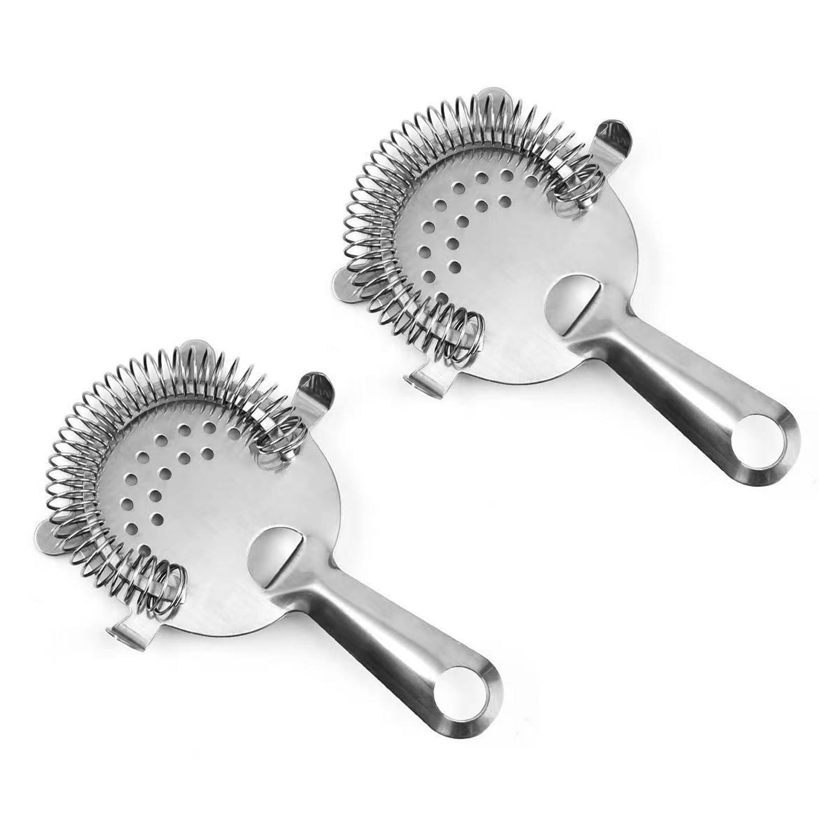 YYAOGAGNG 2Pcs Stainless Steel Bar Strainer, 4 Prong Strainer with Spring for Home Kitchen Bar Accessories
