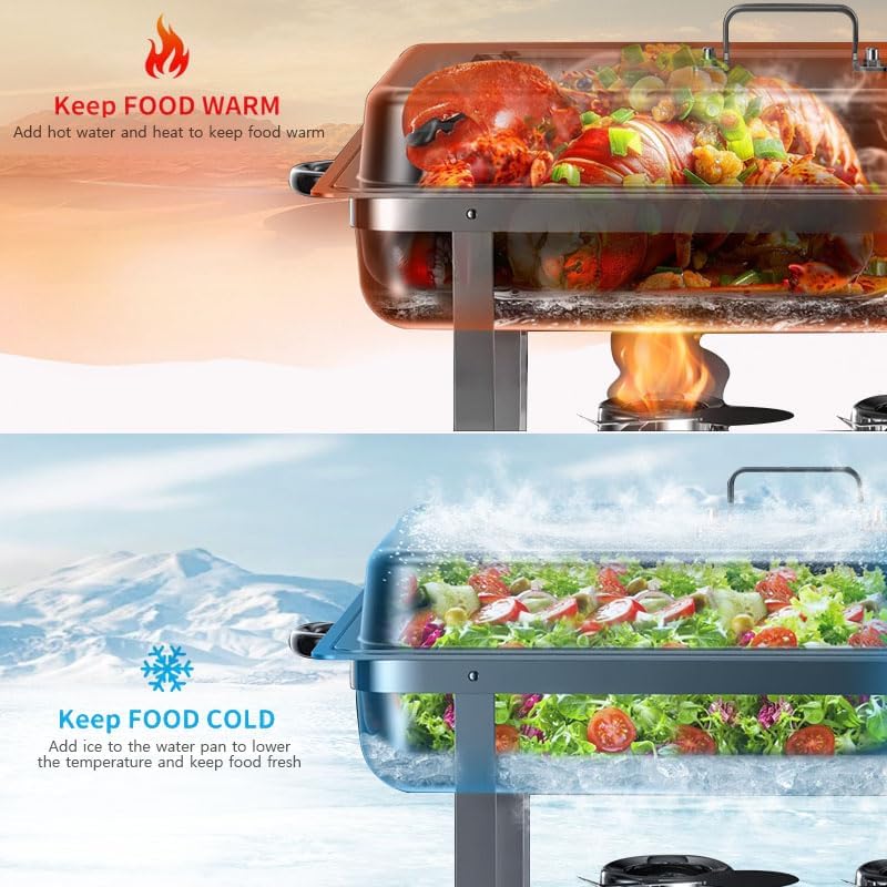 Chafing Dish Buffet Set[4 Pack],8QT Stainless Steel Rectangular Chafers and Dining Buffet Heater Set, Food Warmers for Parties Buffet
