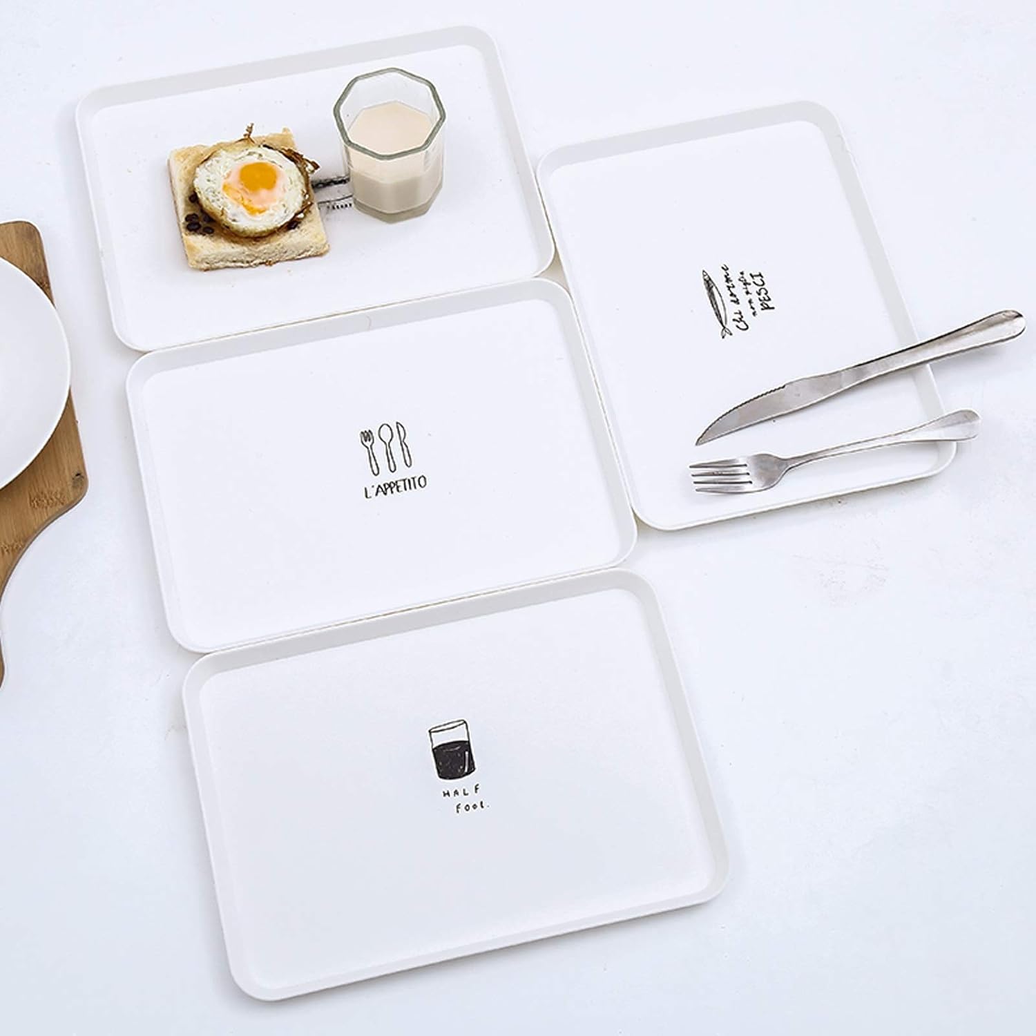 Trays White Simple Rectangular Tray Creative Breakfast Plates Household Plastic Tea Tray Dinner Plate Western Food Tray Decorative Serving Trays