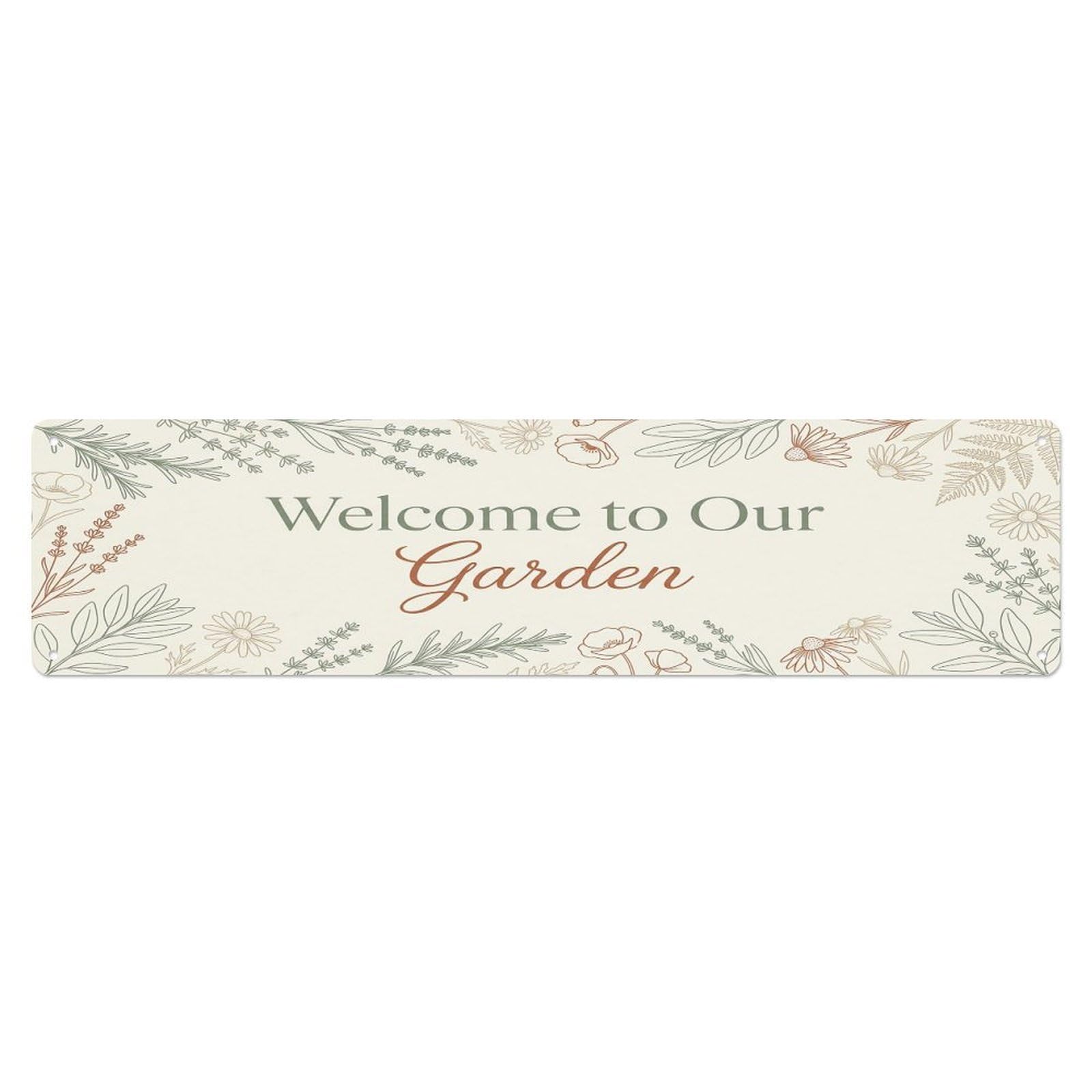 Vintage Welcome to Our Garden Herb Border Metal Tin Sign