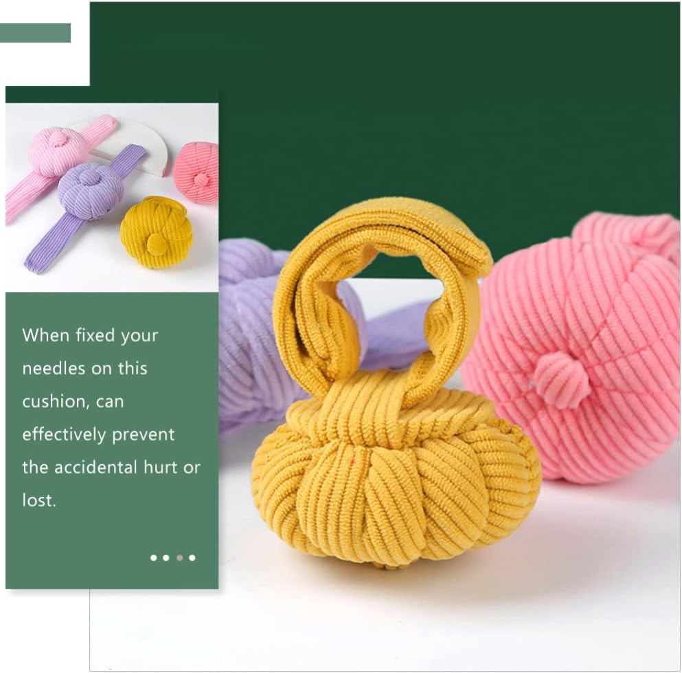 MAGICLULU 1Pcs DIY Sewing Pincushion Pumpkin Wrist Band Pin Cushions Wearable Needle Pincushions for Sewing Random Color