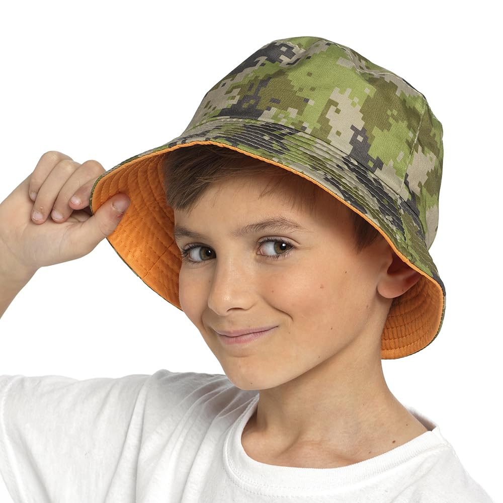 Undercover Khaki Pixel Print Kids Bucket Hat Gl1103 3-6 Years