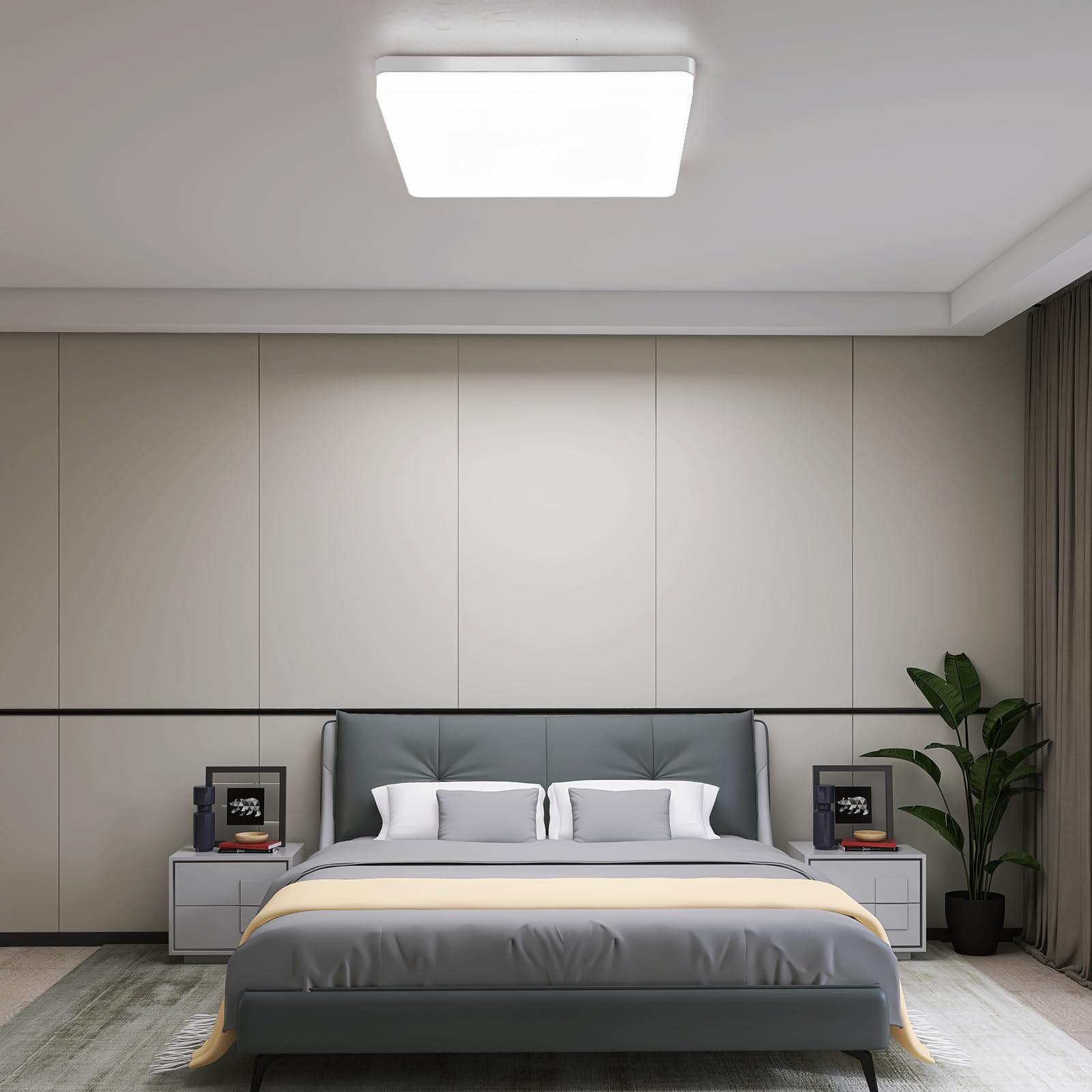 Riserva Plafonnier LED Carré 48W, IP44, 6500K Blanche Froide, 30cm | Lampe de Plafond pour Salle De Bain, Salon, Cuisine, Chambre, Couloir, Balcon, Garage