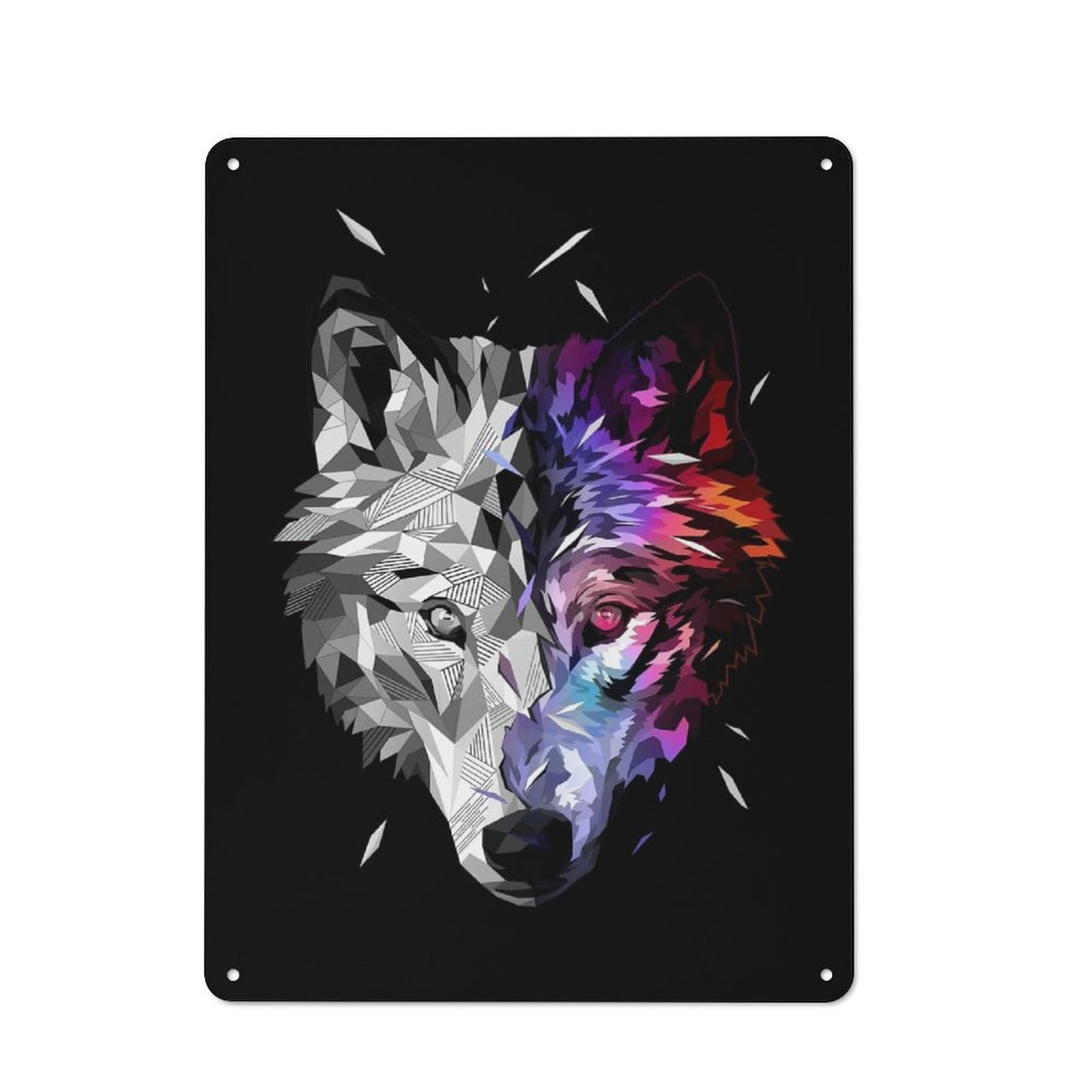 Junmoney Cosmic Wolf Metal Plaque 40X30cm With For Garage Wall, Retro Decor, For Garage Decor Collectors Refreshing A Room In Autumn