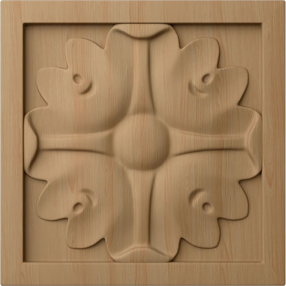 Ekena Millwork ROS03X03X00EDAL Small Edinburgh Square Rosette, 3"W x 3"H x 5/8"P, Alder