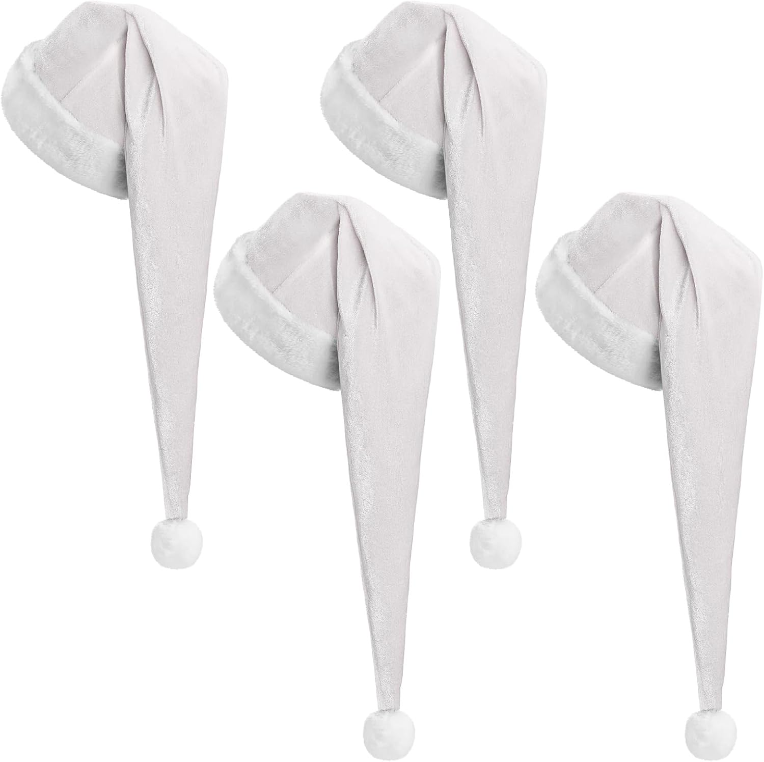 Cozypower 4 Pack Burgundy Santa Hats Velvet Long Unisex Extra Thicken Plush Christmas Hats for Adults Xmas New Year Gift