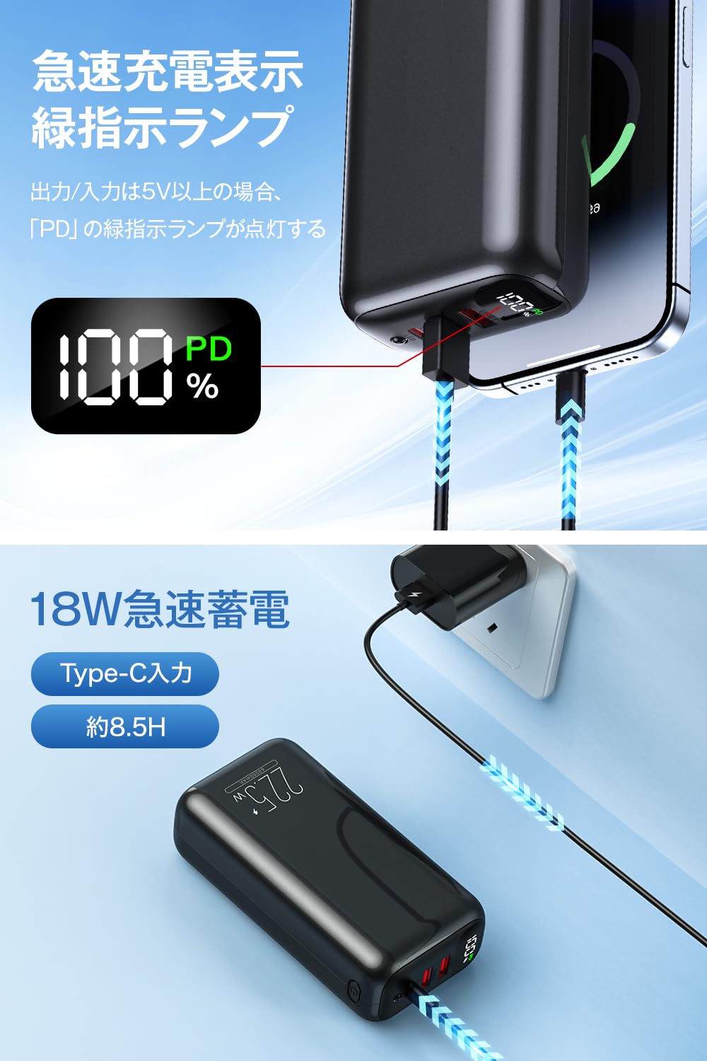 Amazon | モバイルバッテリー 大容量 【60000mAh大容量&3台同時充電