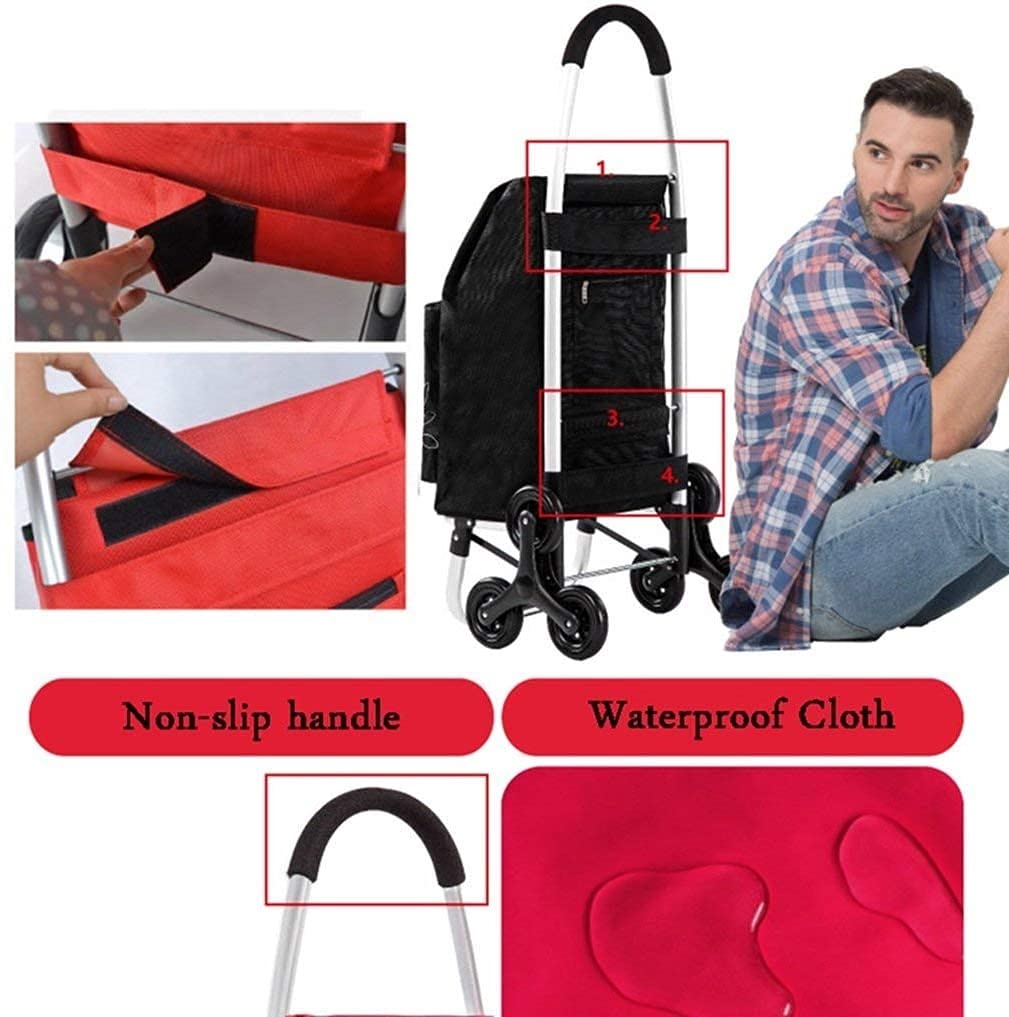 Borsa for carrello della spesa leggera e gonfiabile con carrello pieghevole resistente nero