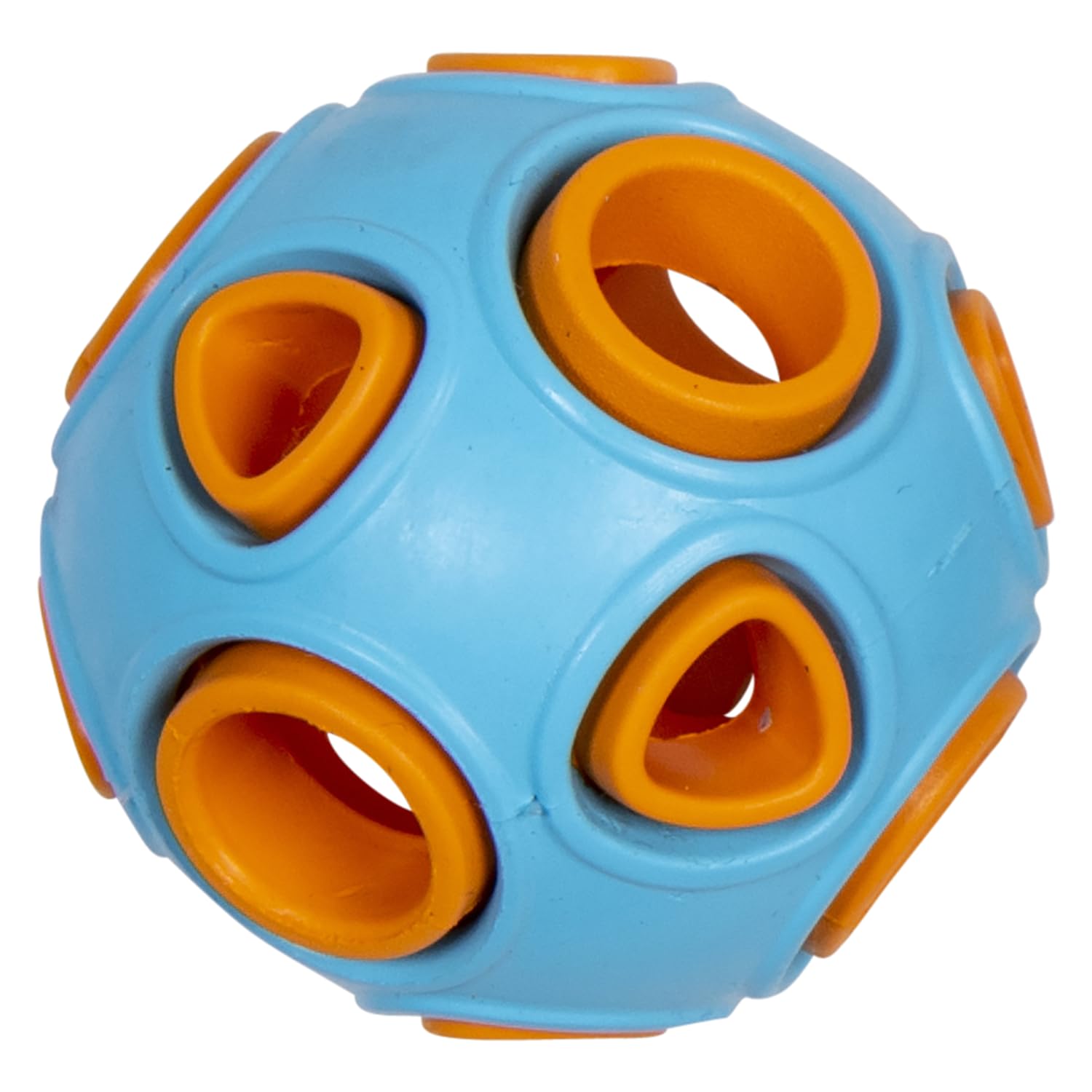 JACK AND VANILLA, Rubber Toys Durable Rubber Dog Snack Ball Stimulates Play and Activity diameter 5cm Light Blue/Orange for All Breeds