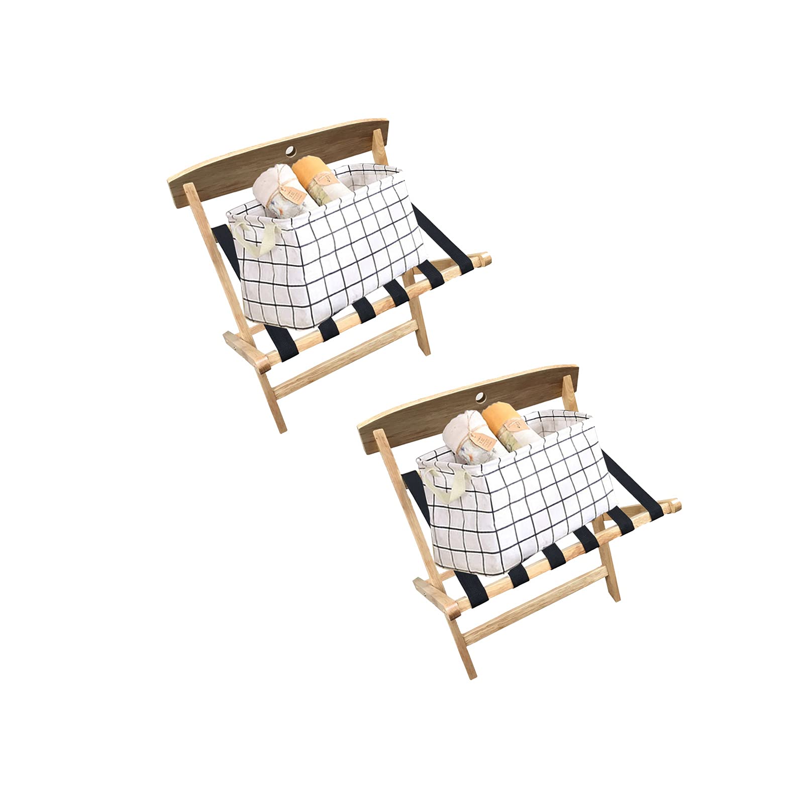 Porte-bagages pliable en bois rétro lot de 2 pour valises de chambre d'amis