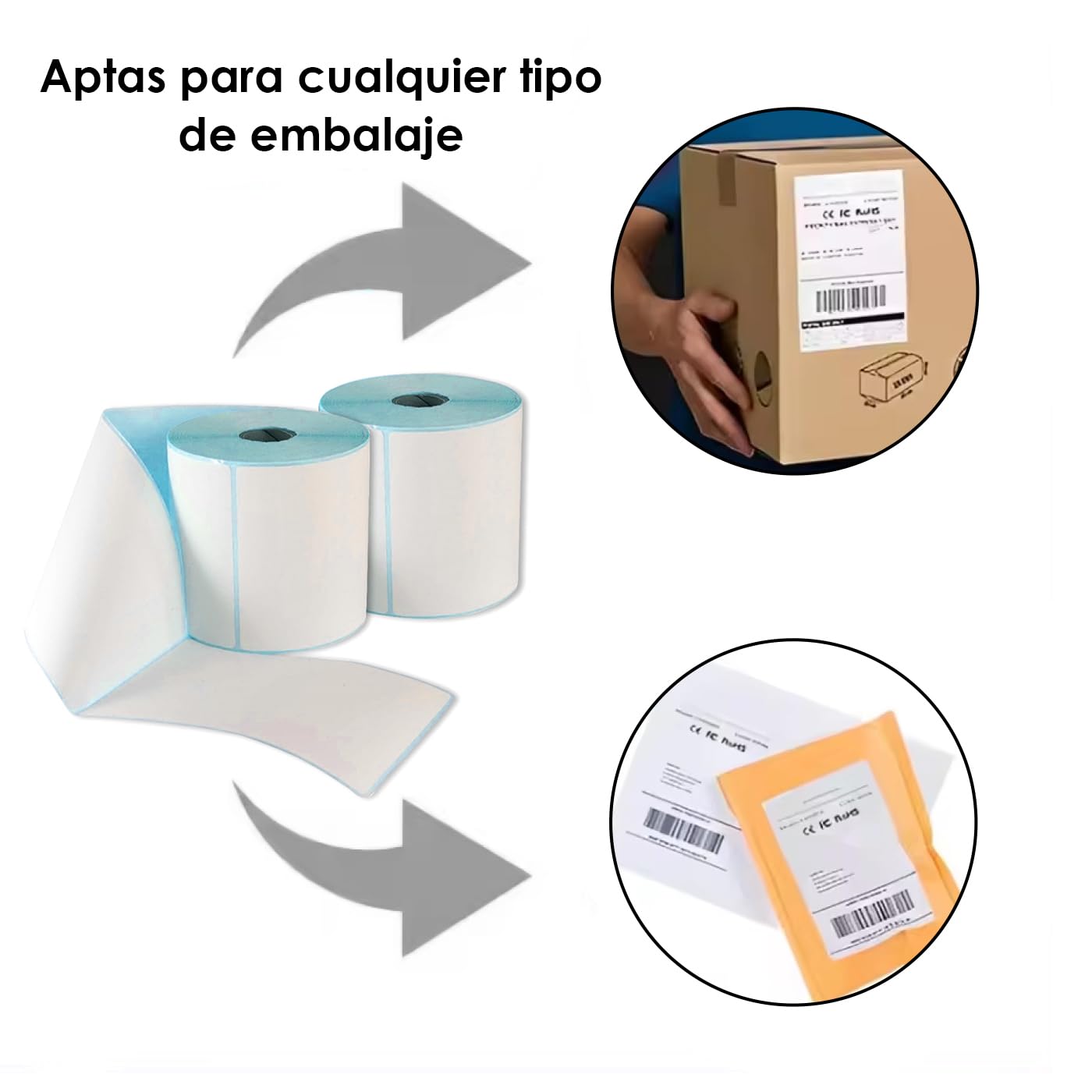 MERCURY- 4 Rollos 1000 Etiquetas termicas Directas Blancas de 100x150mm (4" x 6"), Fuerte Adhesion, Etiquetas Adhesivas Universal para Envios .(4 Rollos 1000 Etiquetas)