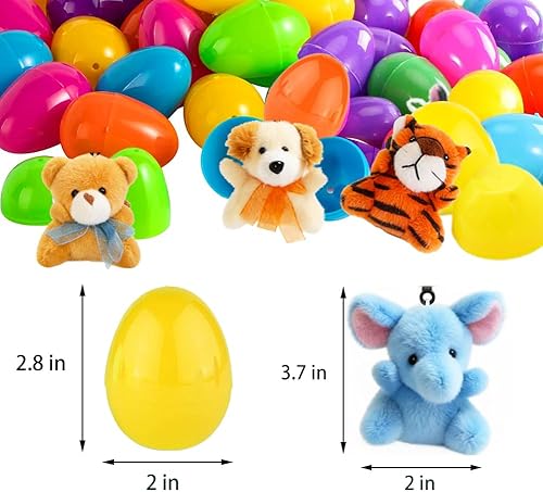 Miniatura 3 de CAMIRUS 12 Packs Filled Easter Eggs with Mini Plush Animal Toys, Cute Stuffed Animals Keychains Filled Surprise Plastic Eggs for Kids Easter Basket