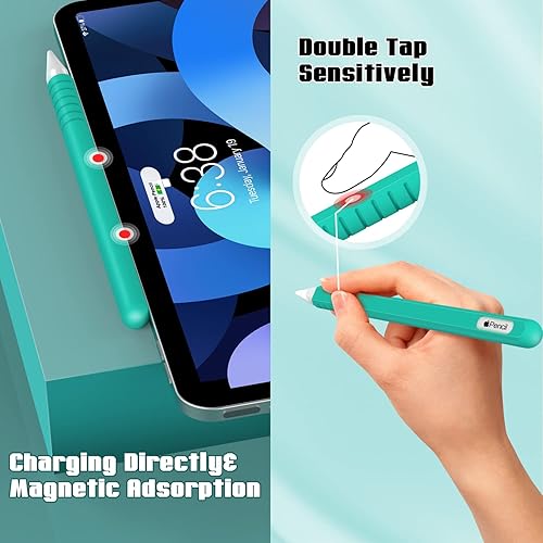 Miniatura 4 de Paquete de 2 fundas para Apple Pencil de 2 generación con 2 puntas para lápices, 4 puntas de puntas, accesorios de protección de silicona suave,
