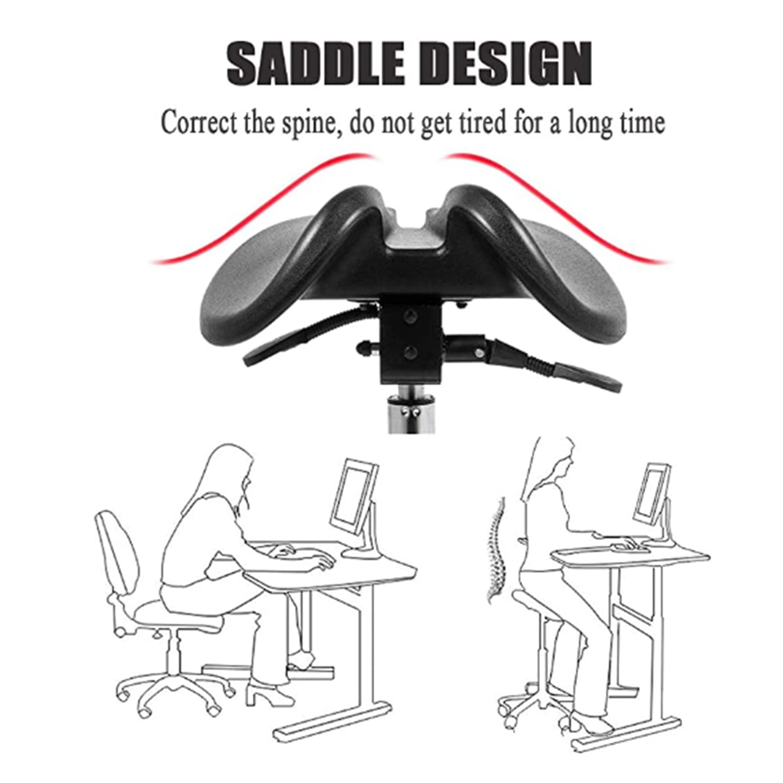 Sgabello A Sella Ergonomico Sgabello A Sella Regolabile Sedia Odontoiatrica per Laboratorio Dentistico Salon Massage Studio Office,B1