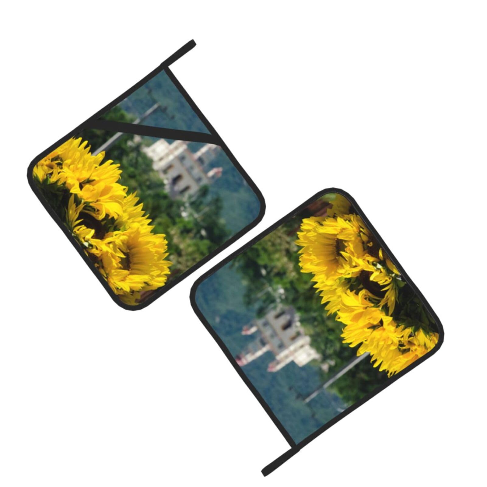 Sunflowers Painting Printed Oven Pot Holders Set of 2 Pcs Heat Resistant Kitchen Microwave Potholders for Cooking Baking Grilling