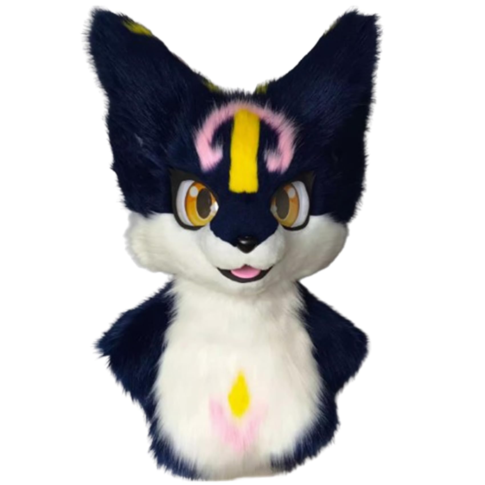 Fursuit Animal Mask, Lolita Halloween Costume Headgear Wearable Fluffy Warm Beast Head for Halloween Christmas Cosplay Party