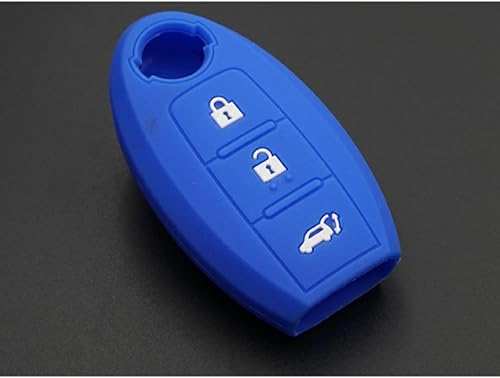 Funda para llave de coche para Nissan Qashqai Skyline Juke Alissa X-Trail, funda de goma de silicona para llave de automóvil, color azul oscuro