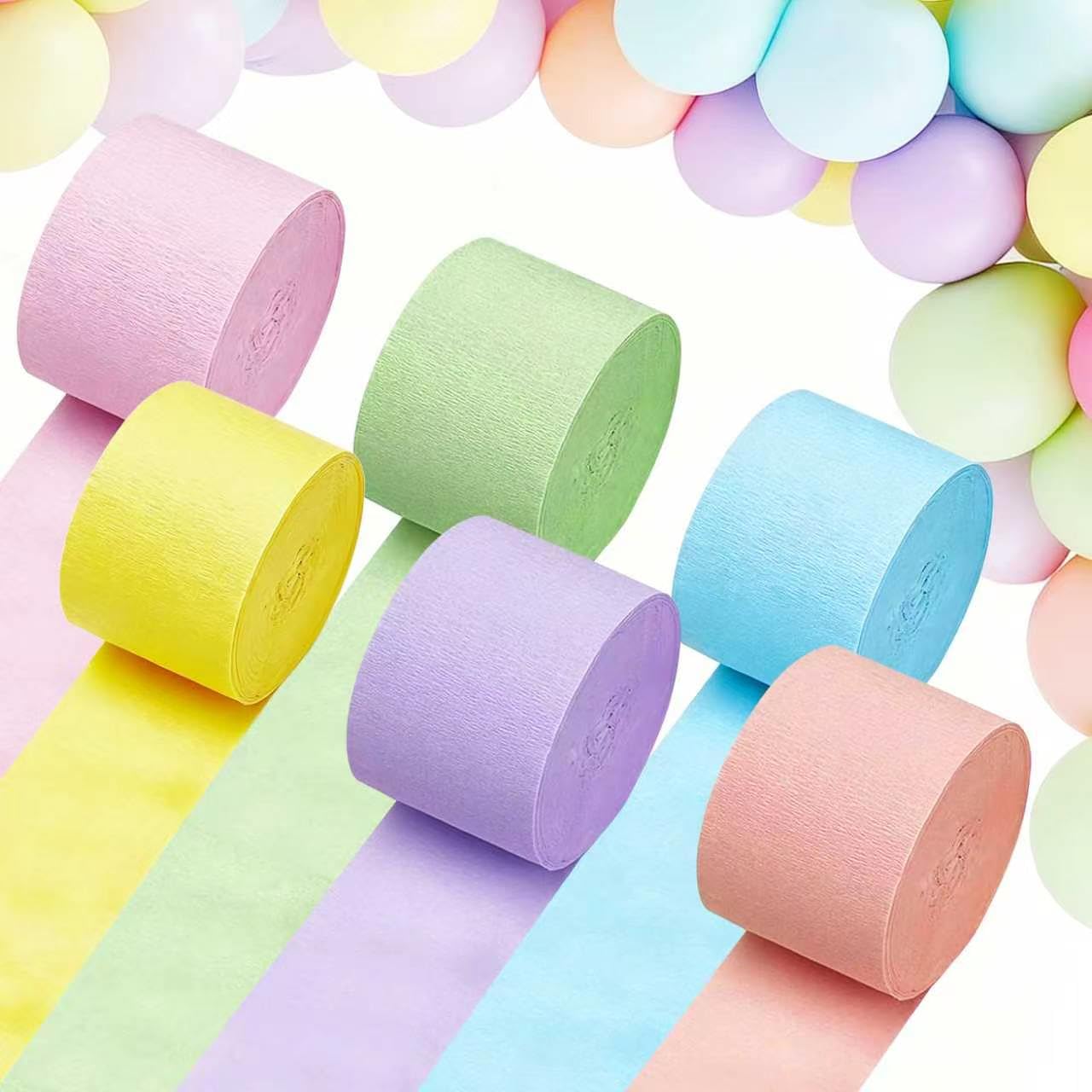 Crepe Paper Streamer Rolls, Streamers Party Decorations for Birthday Wedding Backdrop Holiday Party Decorations (Macarons)