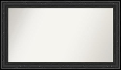 Amanti Art Espejo de baño negro para sobre fregadero, 27 x 46 pulgadas, espejo rectangular negro de naufragio, marco de madera rústica grande, se