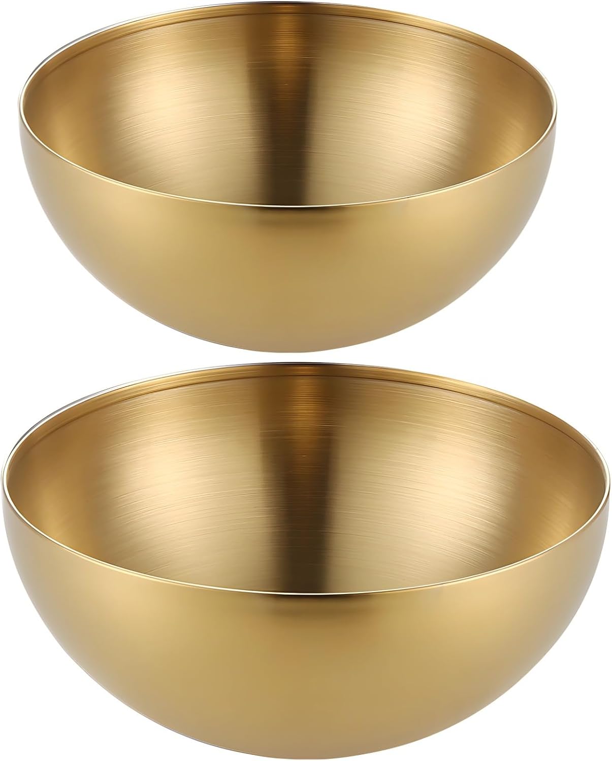 Set Of 2 Stainless Steel Golden Mixing Bowls, 6 And 8 Salad Bowls, Versatile Serving & Snack Bowls, Sanded Finish