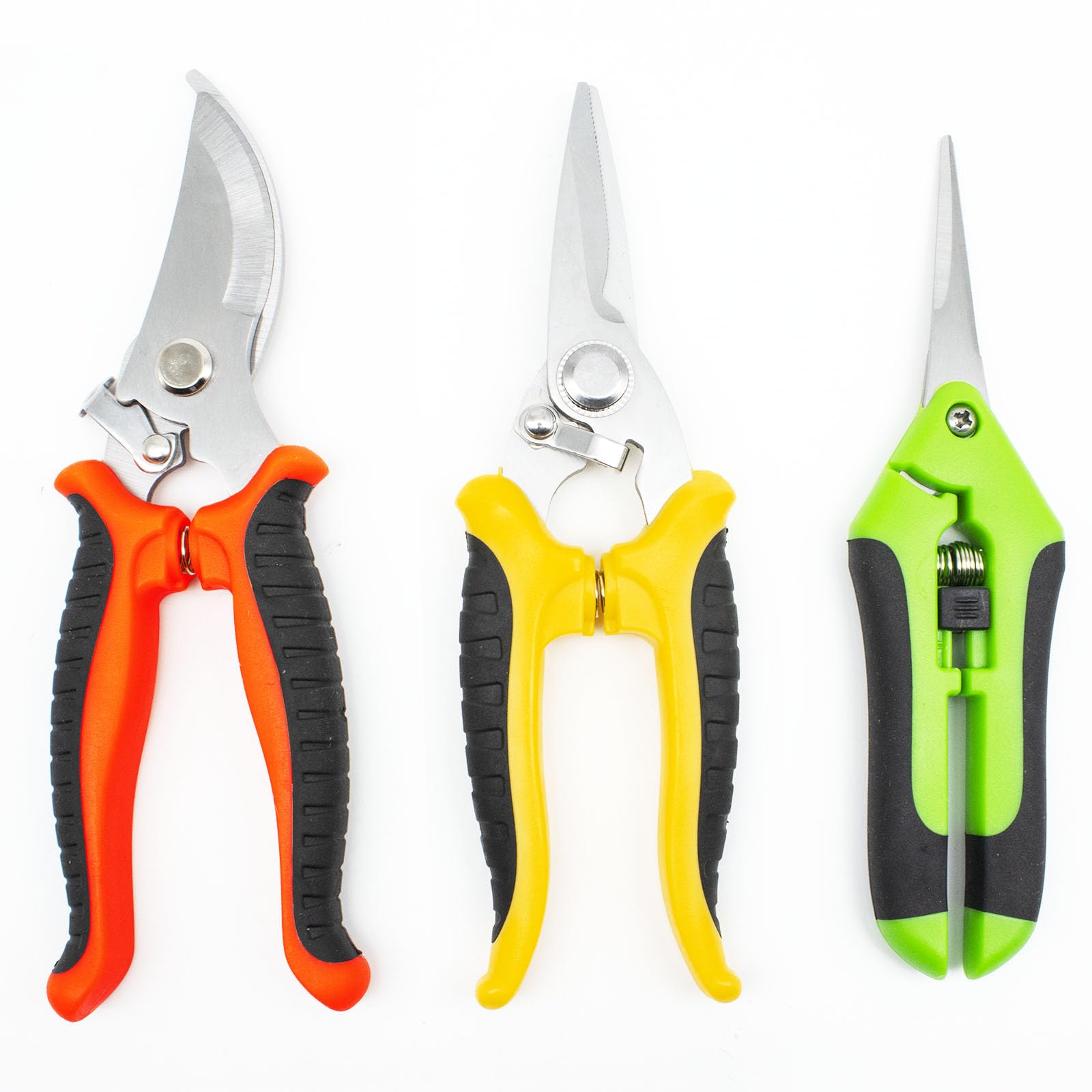 3pcs Secateurs Garden Clippers, Stainless Steel Pruning Scissors, Hedge Gardening Shears, Handheld Pruners Snips Set Tools, Plants Cutters for Trimming
