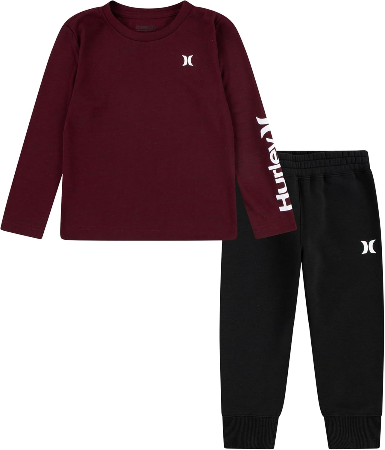 Hurley boys Long Sleeve Soft Basic Cloud Slub T-shirt and Shorts 2-piece Outfit Set