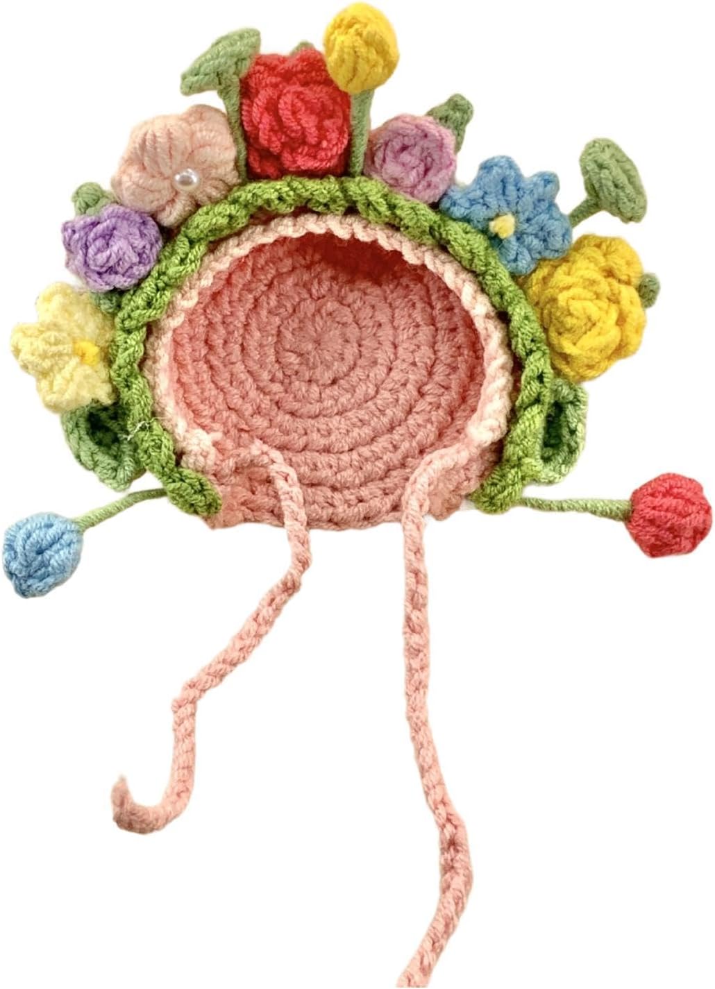 Knitted Flower Headdress Cap Handmade for Stuffed Animals Doll Versatile