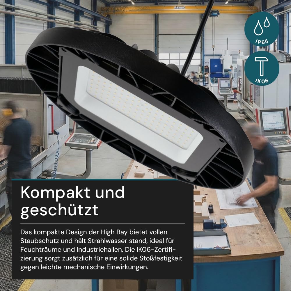 LUXULA LED Hallenstrahler UFO 200W 20100lm, 5000K Neutralweiß, IK08