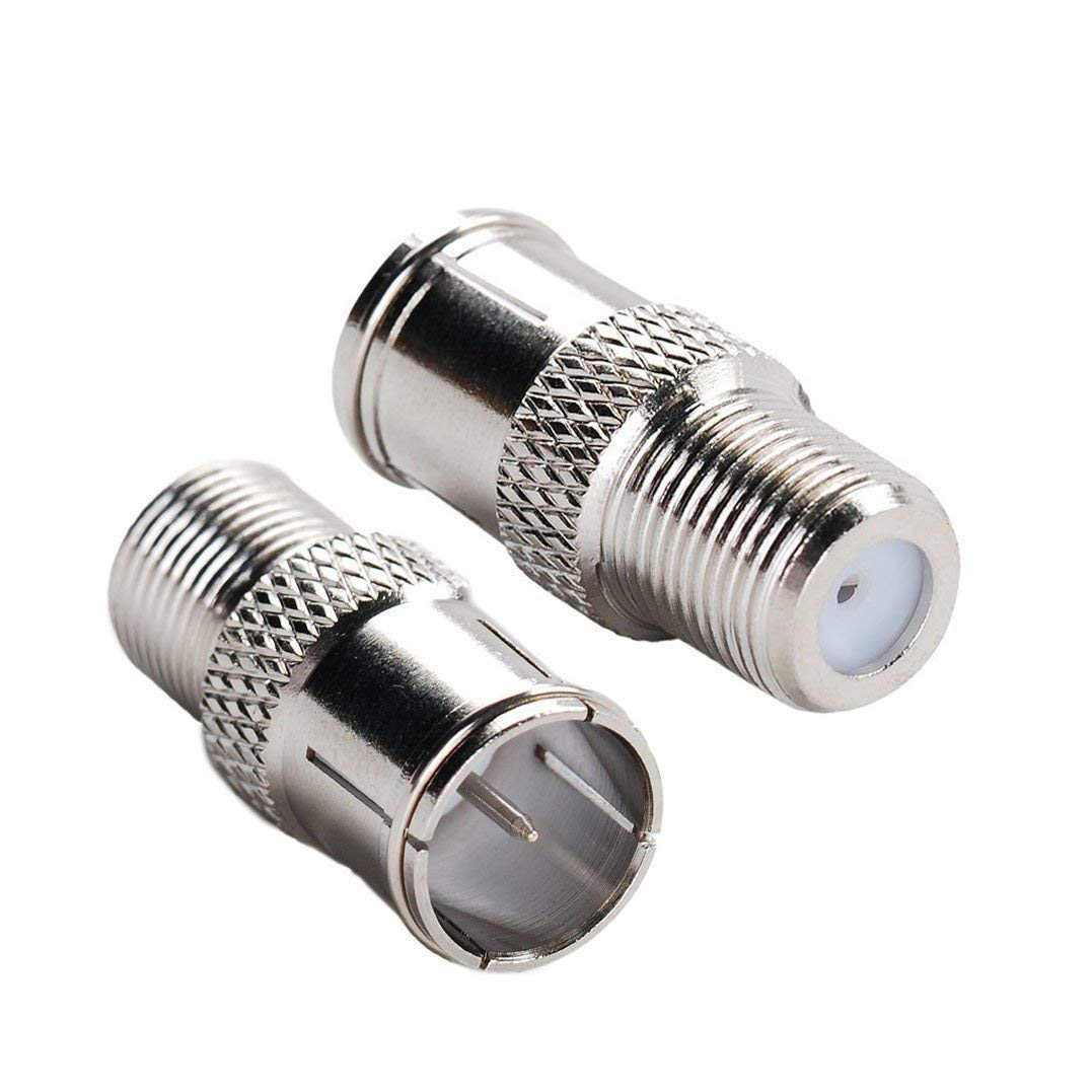 Maxmoral 10 Pack Copper F Type Quick Plug RF Coax Coaxial Cable Connector - F-pin Female to F-pin Male Adapter