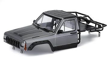 Hard Plastic RC Crawler Body Cab & Back-Half Cage Body Car Shell Upgrades Part for 1/10 RC Crawler Car for Axial SCX10 II 90046 TRX4 Redcat GEN8 Grey