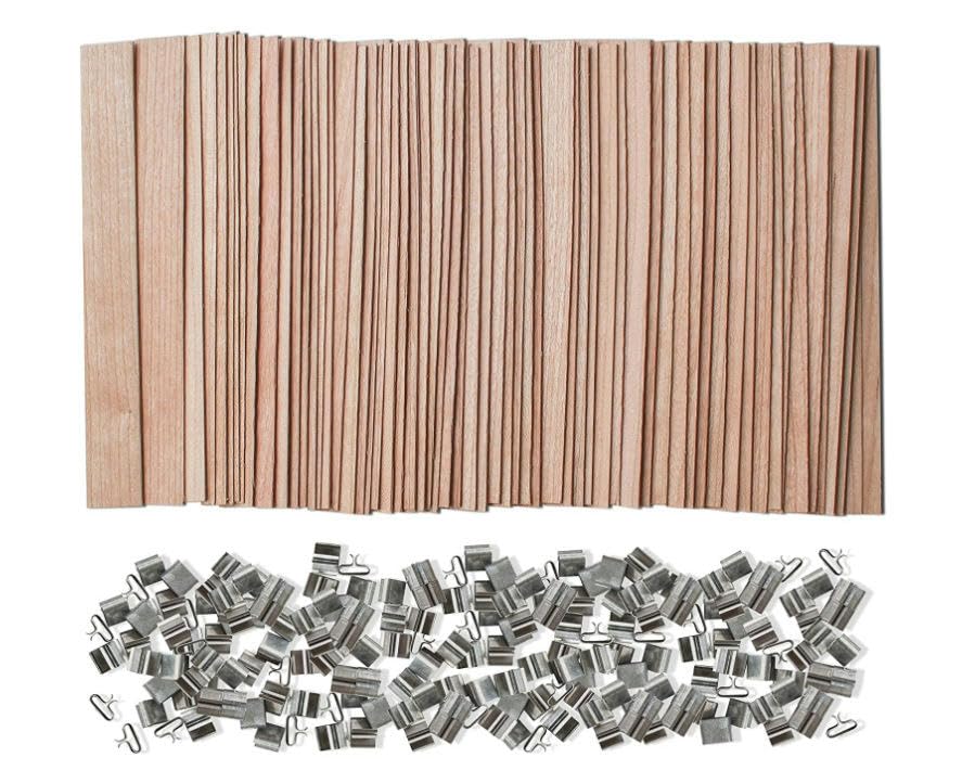 100 zestawów 50-150MM Duże knoty drewniane do wyrobu świec z knotami metalowymi Uchwyt na bezdymne świece sojowe Knoty trzaskające(13mm*60mm)