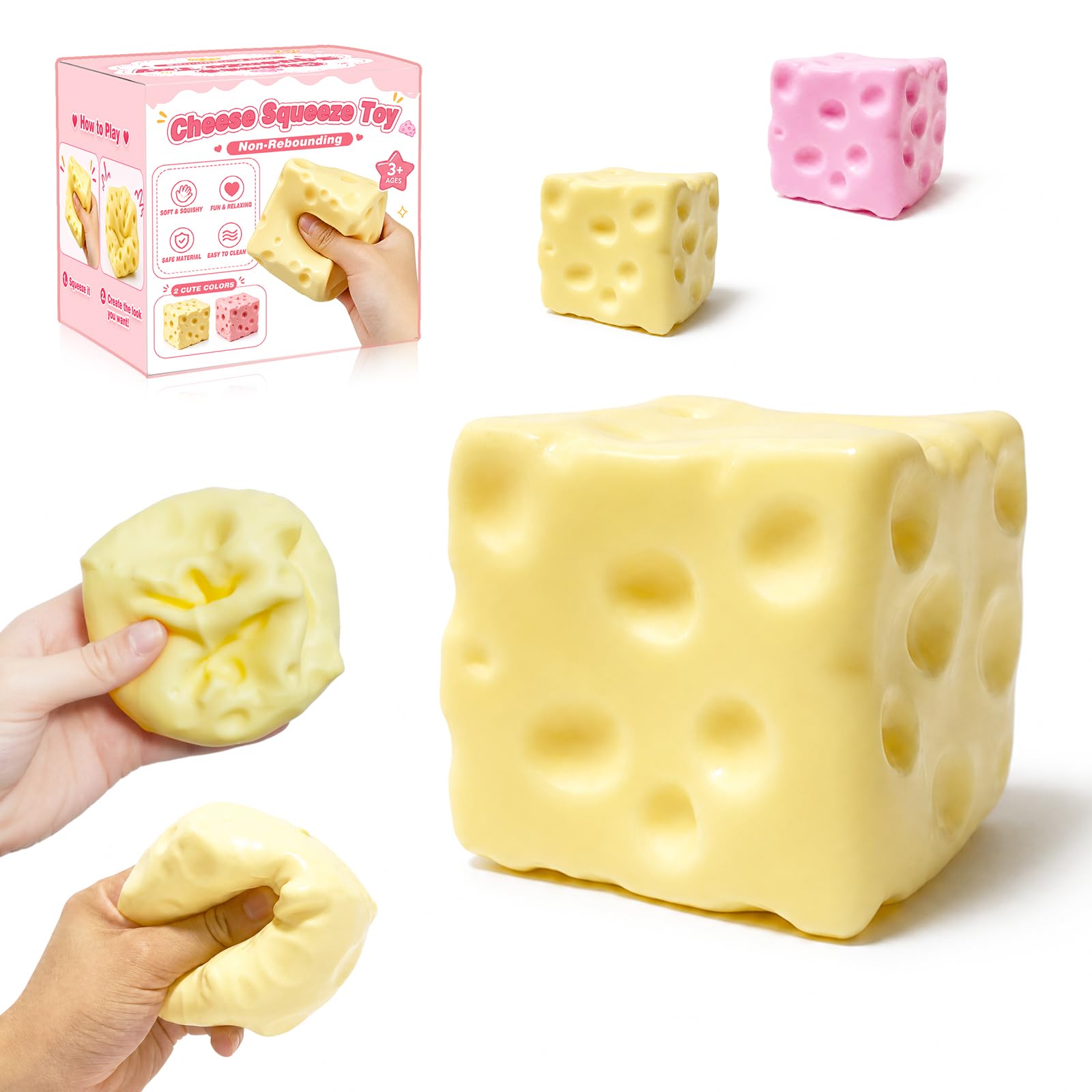 Photo 1 of ISEN Cheese Squishy Toy - Yellow, 2.76 Inches