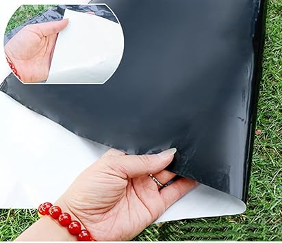Image Fish Pond Liner, Polyethylene Pond Skins 0.12mm Thickness Black And White Membrane For Farming, Greenhouse Shading And Heat Insulation Fish Koi Ponds, Fountain, Impermeable Membrane