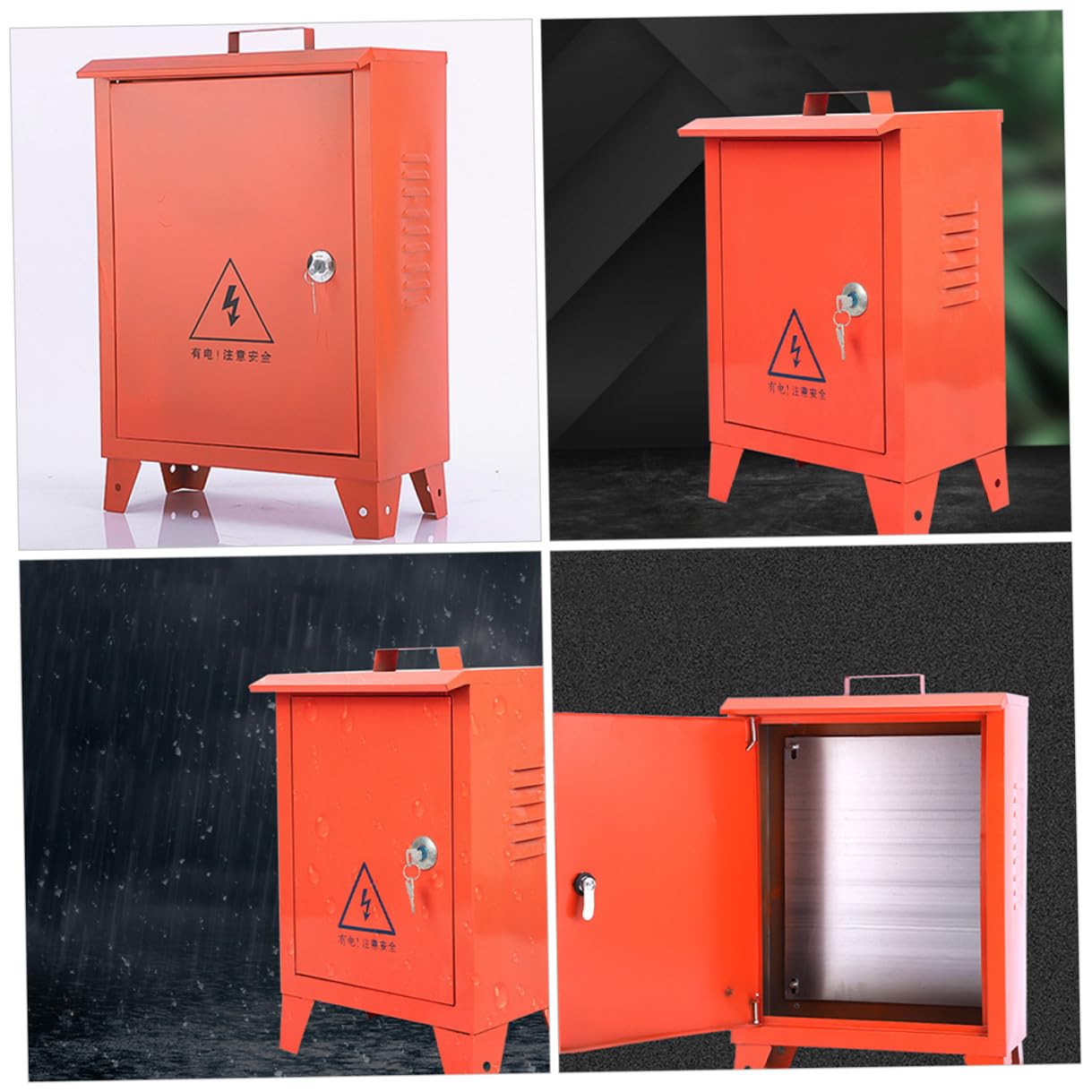 Outdoor Small Iron Power Distribution Box Portable Junction Case with Circuit Breaker Protection 250x300x180mm Weatherproof Electrical Box for Construction Site Use