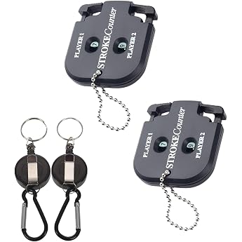 Golf Punch Counter Golf Score Counter Golf Stroke Counter 2 Player Strike Counter Golf Scorer Counter Mini Golf Counter with 2 Retractable Key Chains for Golf Gadgets