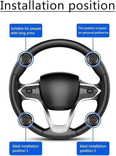 Miniatura 6 de muekzru Pomo giratorio para volante compatible con cualquier volante, fibra de carbono y pomo de rodamiento de bolas de metal para automóvil,