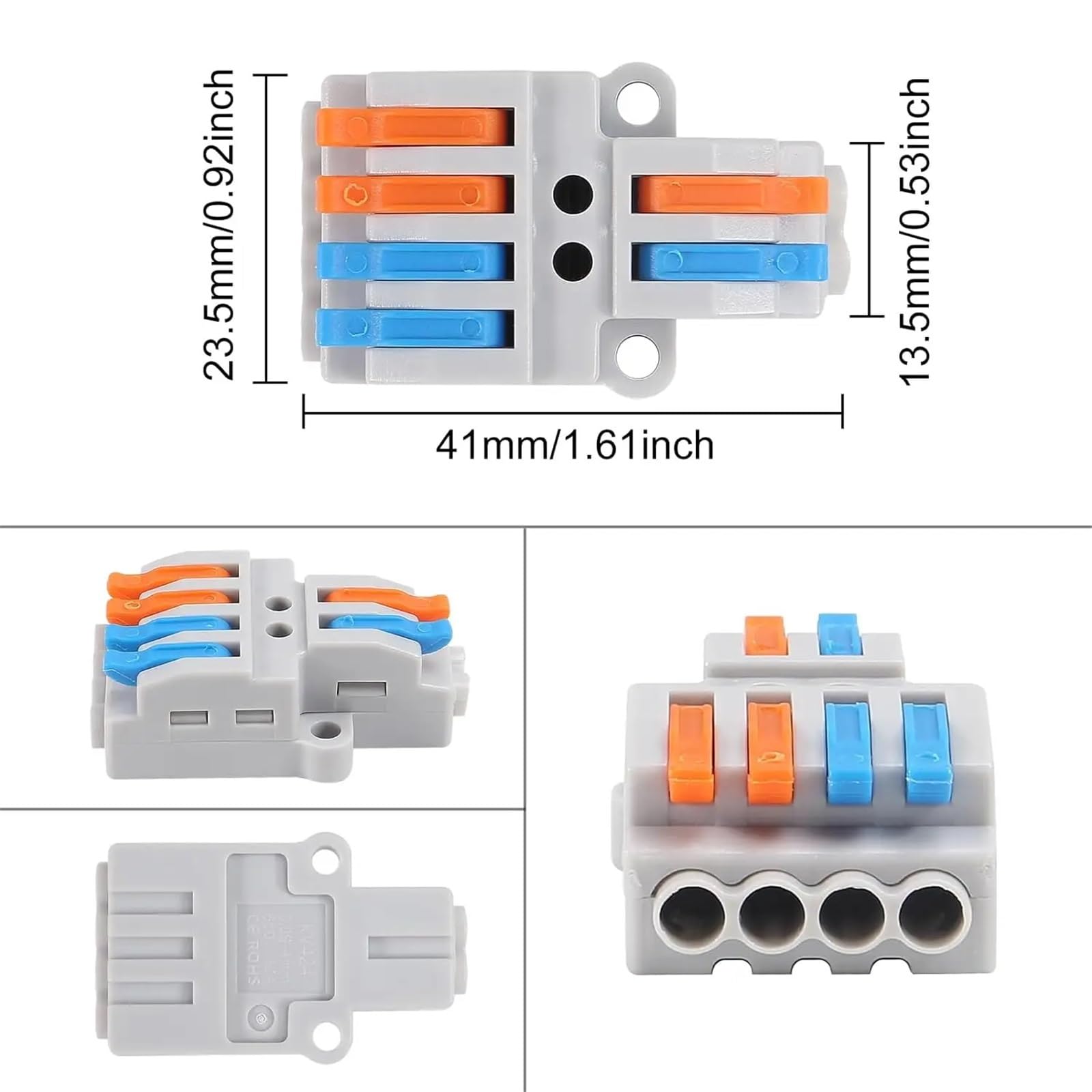 Lot de 10 connecteurs de fils rapides 2 en 4 sorties, écrous à levier électrique, connecteurs de fils à enfoncer
