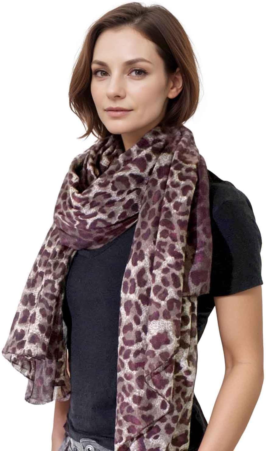 Womens Scarf in Leopard Animal Print Ombre & Dip Dye Designs