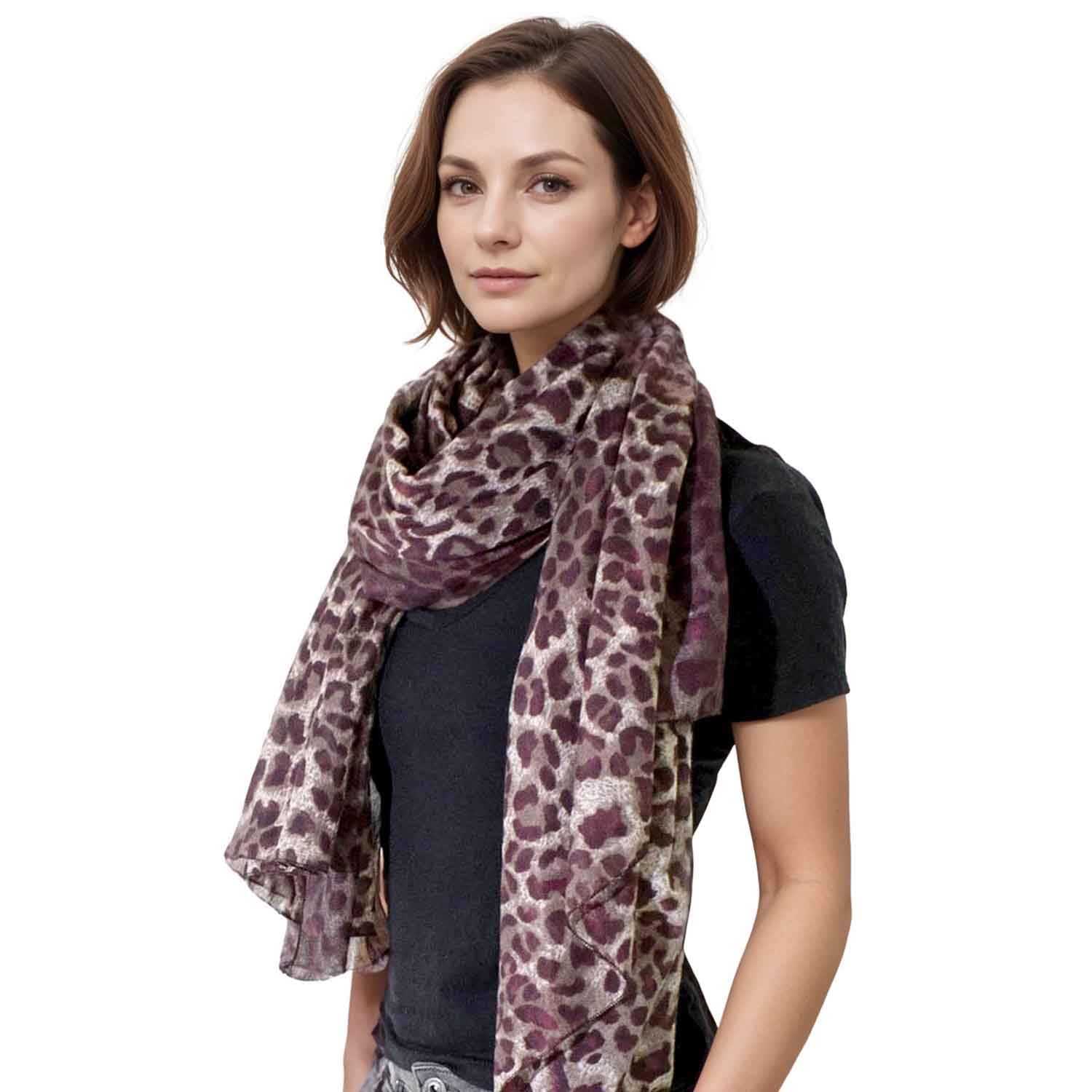 Womens Scarf in Leopard Animal Print Ombre & Dip Dye Designs