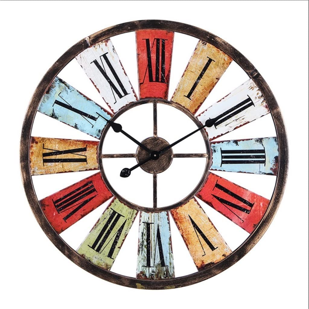 HDICUHNANU Hanging Clock Silent Wall Clock European Vintage With Roman Numerals Non-Ticking Operated Metal Skeleton Decorative Non Ticking Wall Clock