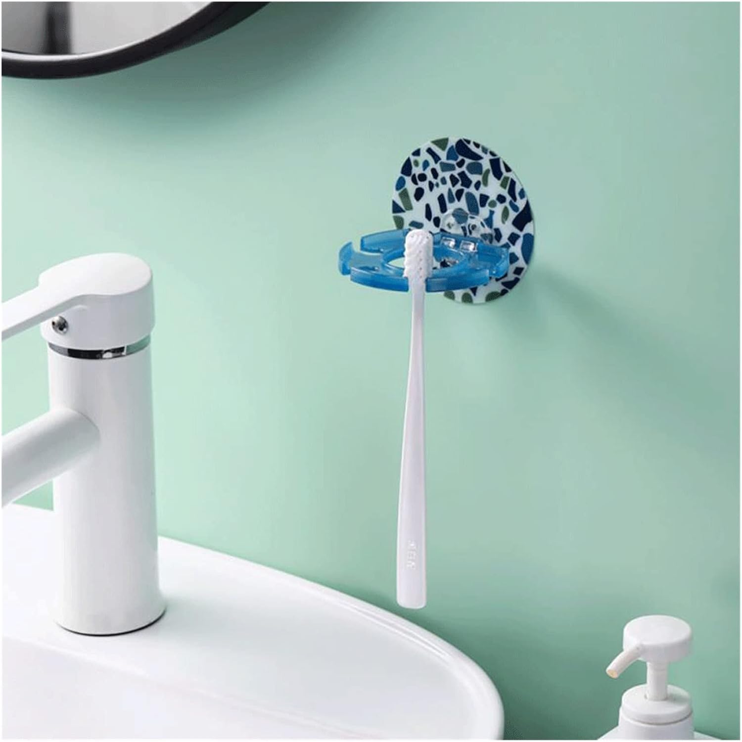 JSEIAJB Wall-Mounted Toothbrush Holder Toothpaste Storage Rack Shaver Tooth Brush Dispenser Bathroom Accessories(E)