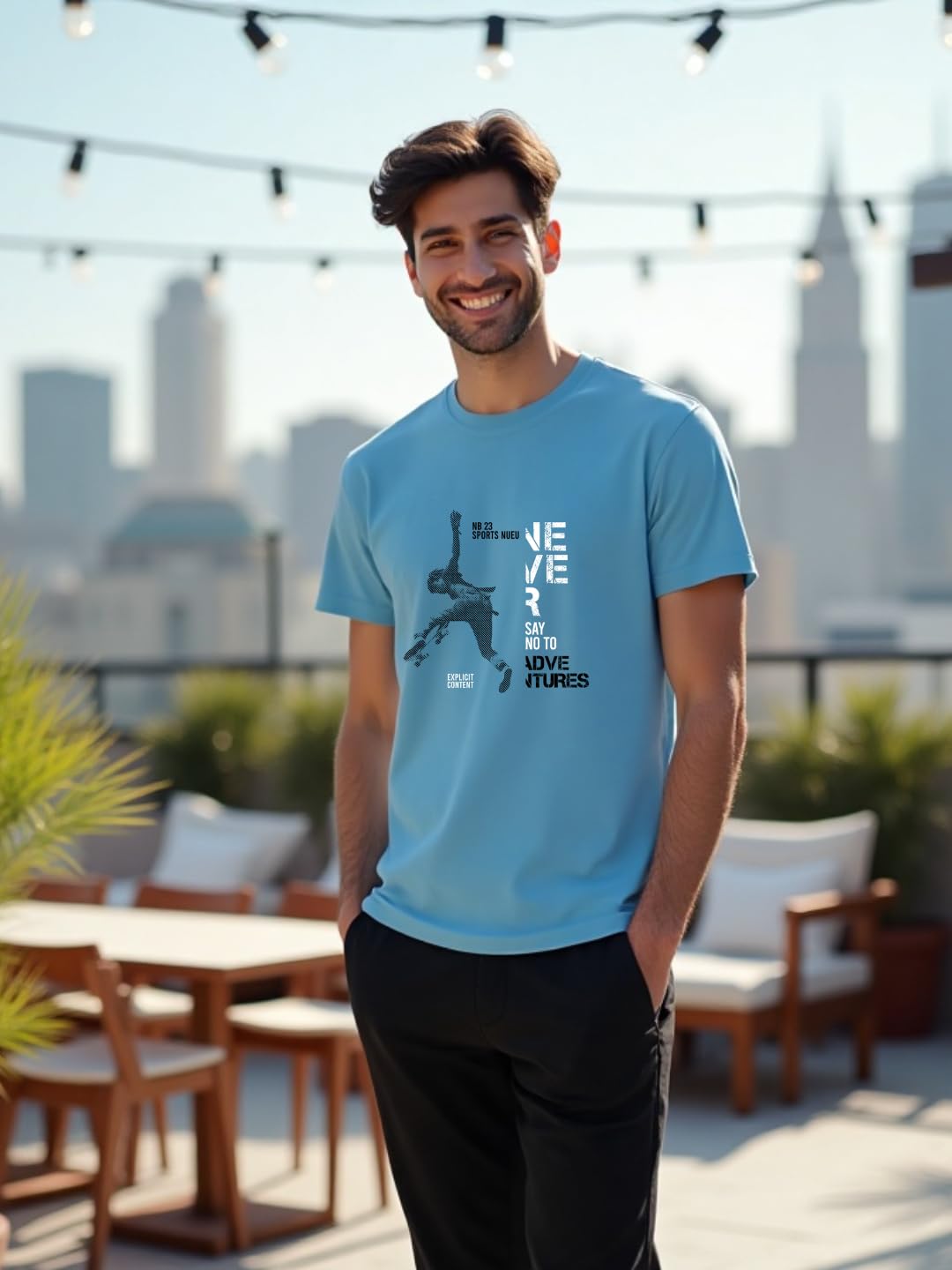 NOBERO Camiseta de corte regular con estampado gráfico para hombre