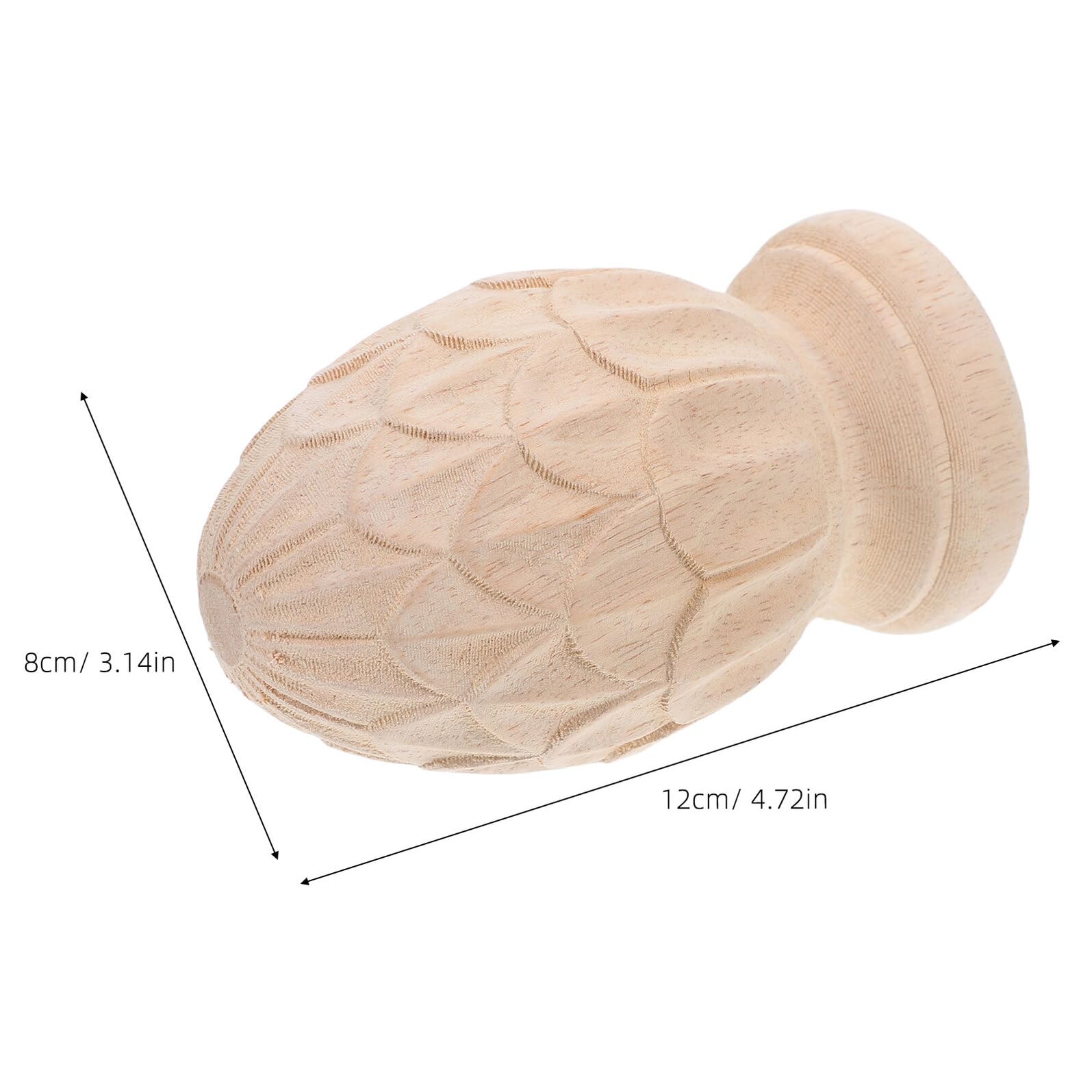 TOYANDONA Remates de Madera sin Terminar para Escaleras Huso de Madera Maciza Tallada en Forma de Piña Accesorios Decorativos Europeos para Columnas 2 Piezas 8X12 CM Bricolaje y Artesanía