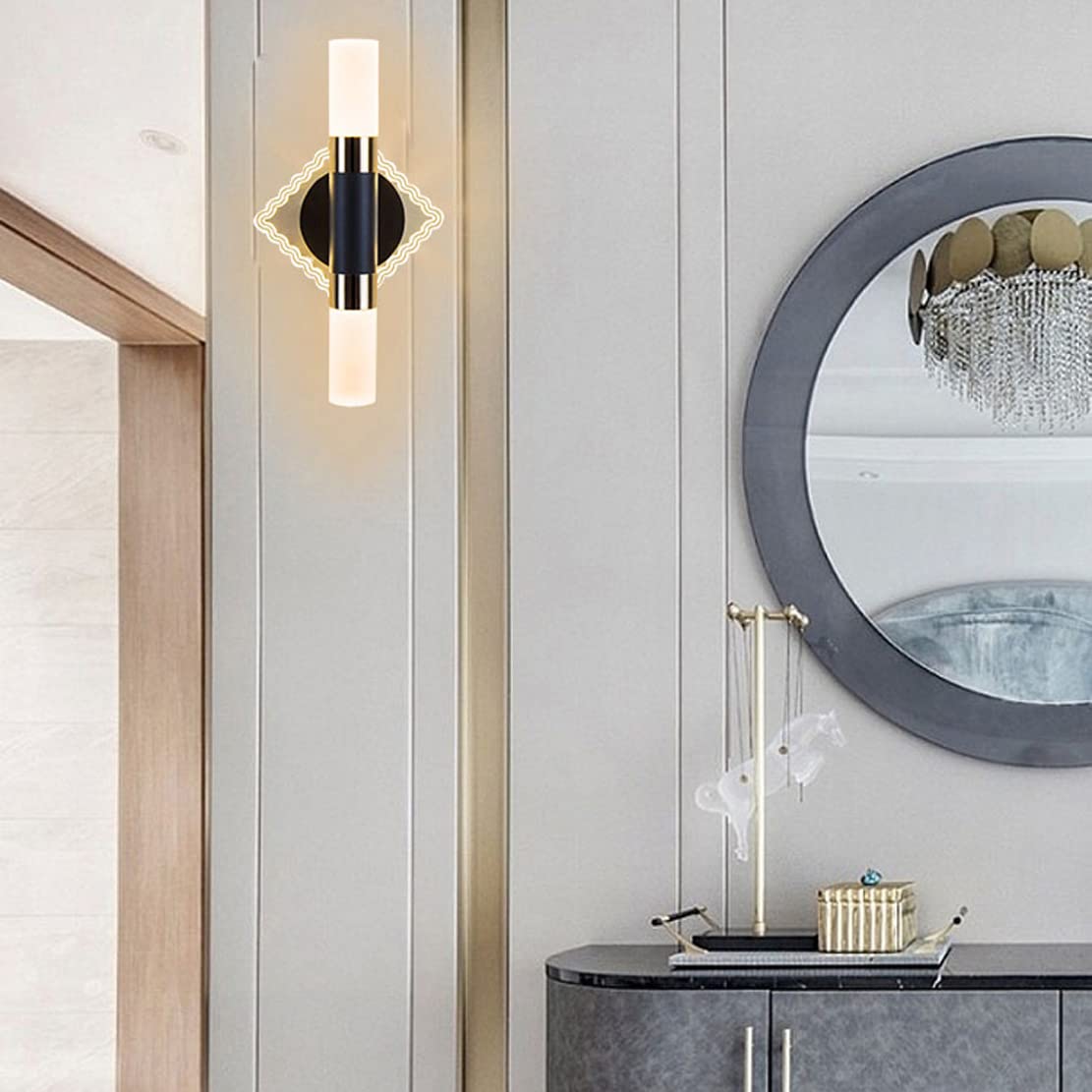 7W LED Wandleuchte mit Schalter und Stecker Schwarz Innen Wandlampe mit Kabel für Steckdose Schlafzimmer Warmweiß Wandbeleuchtung Modern Design Treppenlicht, 560lm