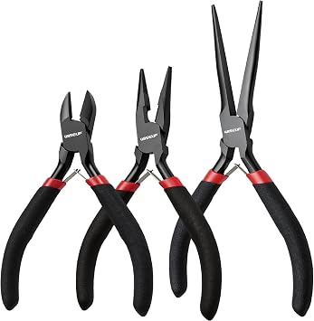 WISEUP 3 Pcs Mini Pliers Set - Needle/Chain Nose, Long Nose and Wire Cutters for DIY Craft,Repair ,Wire Wrapping & Electronic Devices