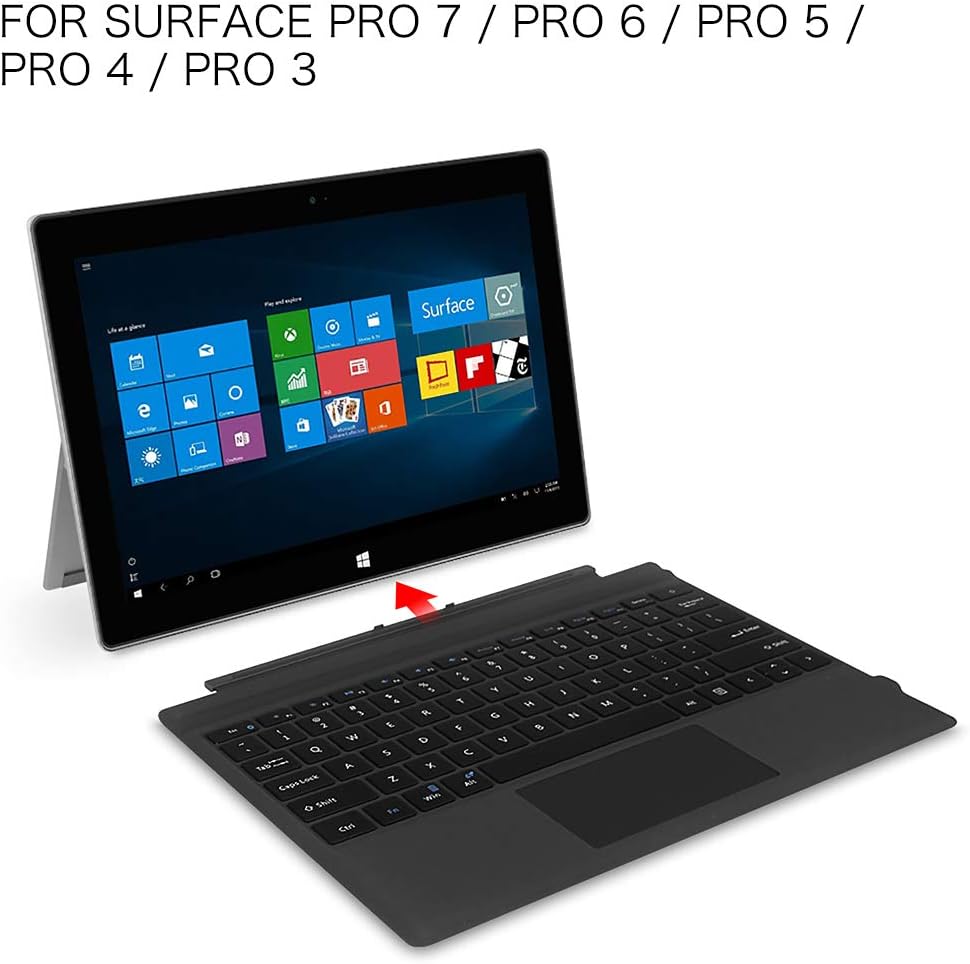 Fintie Type Cover for Microsoft Surface Pro 7 Plus/Pro 7 / Pro 6 / Pro 5 / Pro 4 / Pro 3, Ultrathin Portable Wireless Bluetooth Keyboard with Built-in Rechargeable Battery (Black)