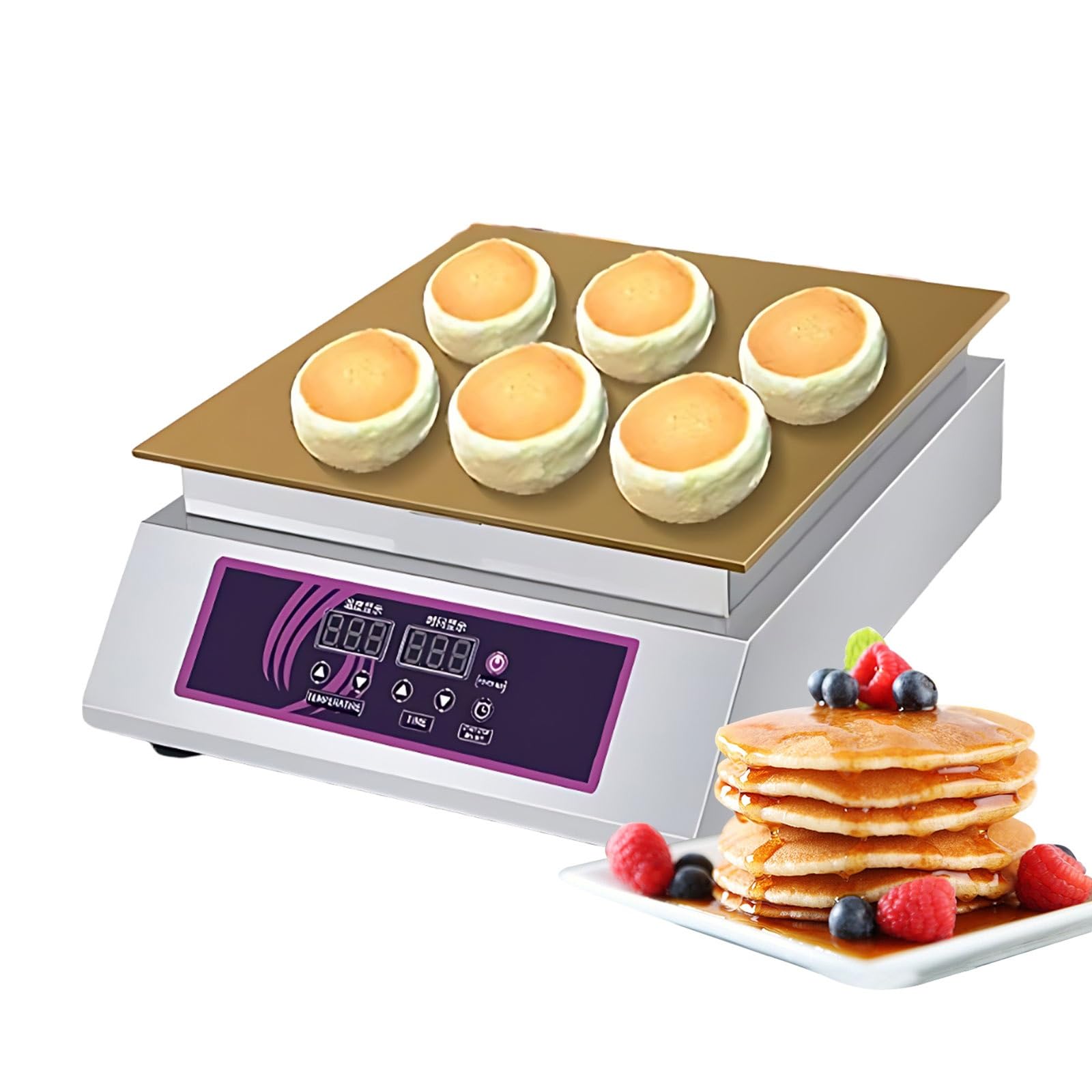 Maquina Para Pancakes Crepera Electrica, Hotcake Maker, Mini Pancake Maker Con Plancha De Laton, Regulacion De Temperatura Para Cafeteria Restaurante Food Truck(Single-Head)